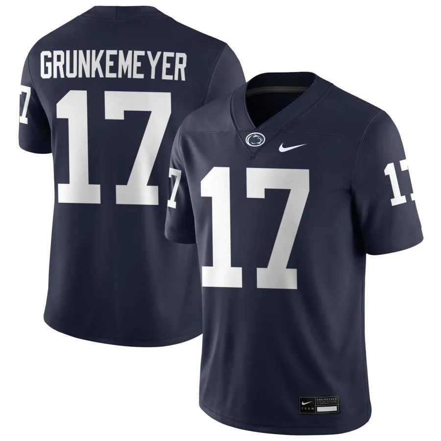 Penn State Nittany Lions #17 Ethan Grunkemeyer Navy with Name F.U.S.E. Limited Football Game Jersey