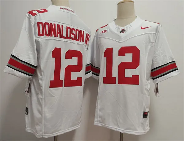 Mens Ohio State Buckeyes #12 CJ Donaldson Jr. F.U.S.E. Limited White College Football Game Jersey