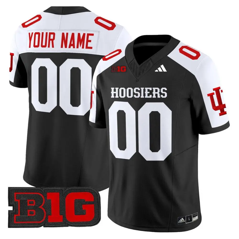 Indiana Hoosiers Custom Black White Gratitude Limited Football Jersey