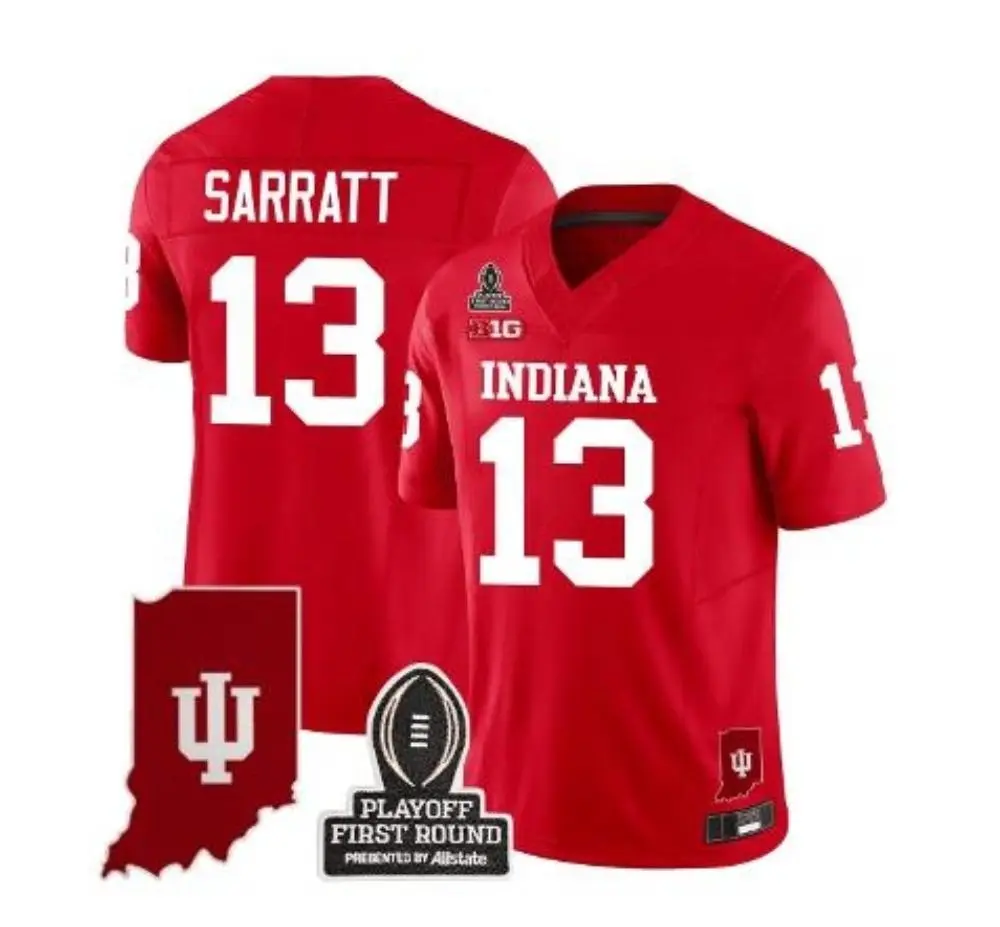 Indiana Hoosiers #13 Elijah Sarratt Crimson Indiana Football Game Jersey