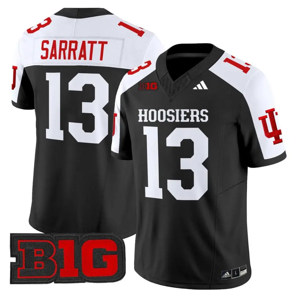 Indiana Hoosiers #13 Elijah Sarratt Black White Gratitude Limited Football Jersey