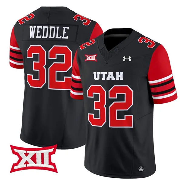 Utah Utes #32 Eric Weddle 2025 XII Black College Football Game Jersey