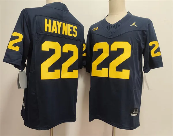Mens Michigan Wolverines #22 Justice Haynes 2025 Navy F.U.S.E. Limited College Football Game Jersey