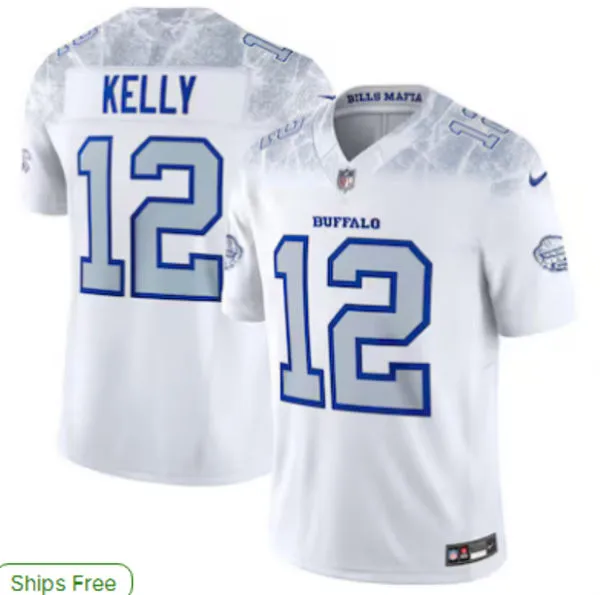 Mens Buffalo Bills Retired Player #12 Jim Kelly Nike Vapor F.U.S.E. Limited Rivalry Series Jersey