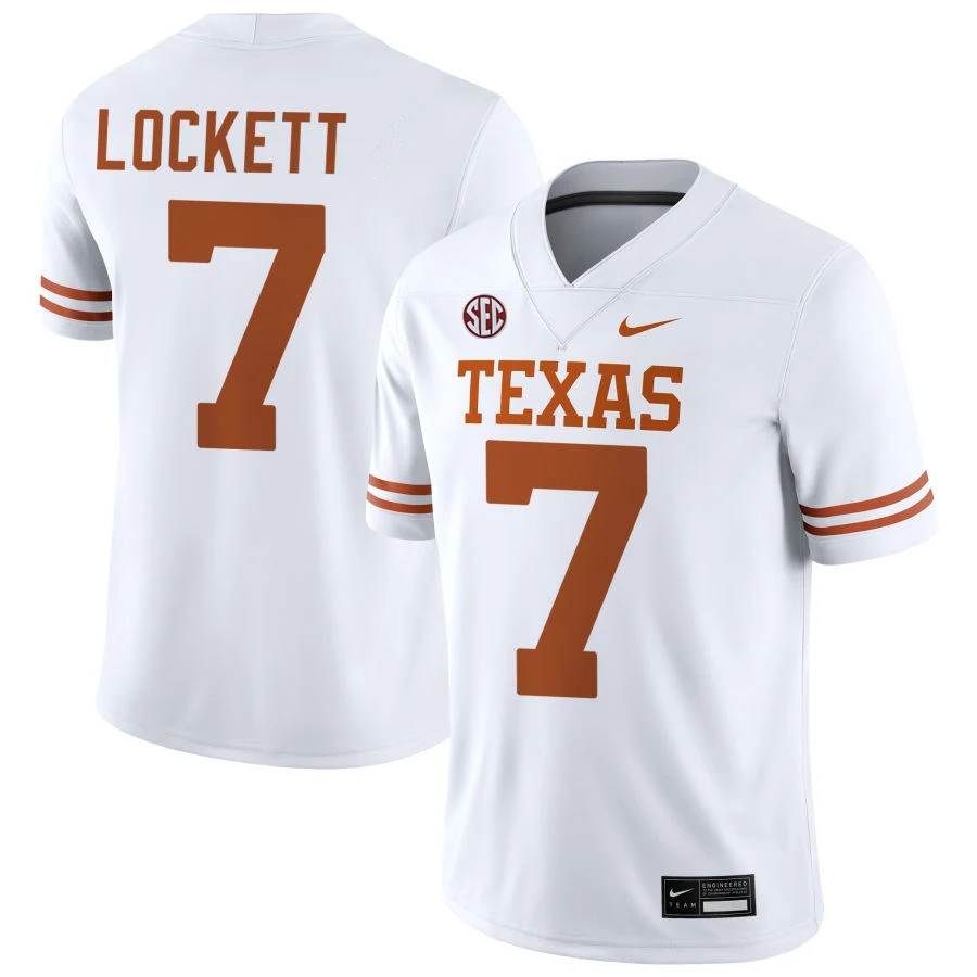 Texas Longhorns #7 Kaliq Lockett 2025 SEC White College Football Game Jersey