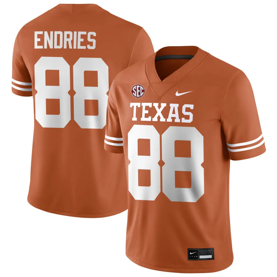 Texas Longhorns #88 Jack Endries 2025 SEC Orange College Football Game Jersey