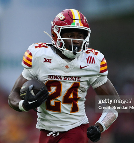 Iowa State Cyclones #24 Abu Sama III 2025 White Red Football Game Jersey