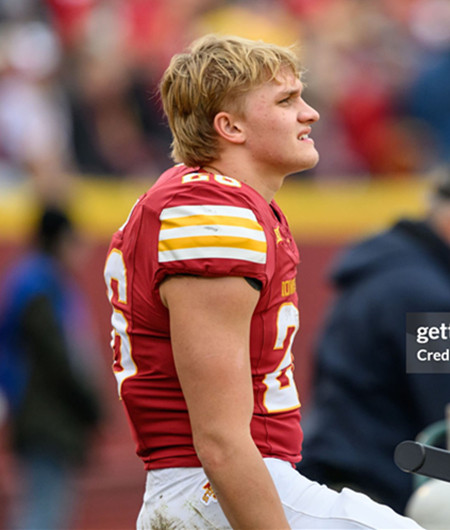 Iowa State Cyclones #26 Carson Hansen 2025 Cardinal Football Game Jersey