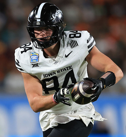 Iowa State Cyclones #84 Gabe Burkle 2025 White Black Football Game Jersey