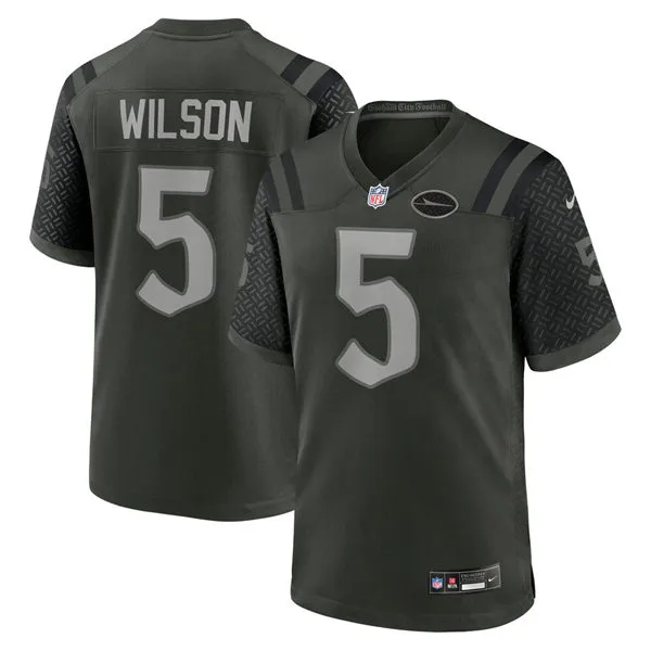 Men's New York Jets #5 Garrett Wilson Gotham Green 2025 Rivalries Collection Limited Jersey