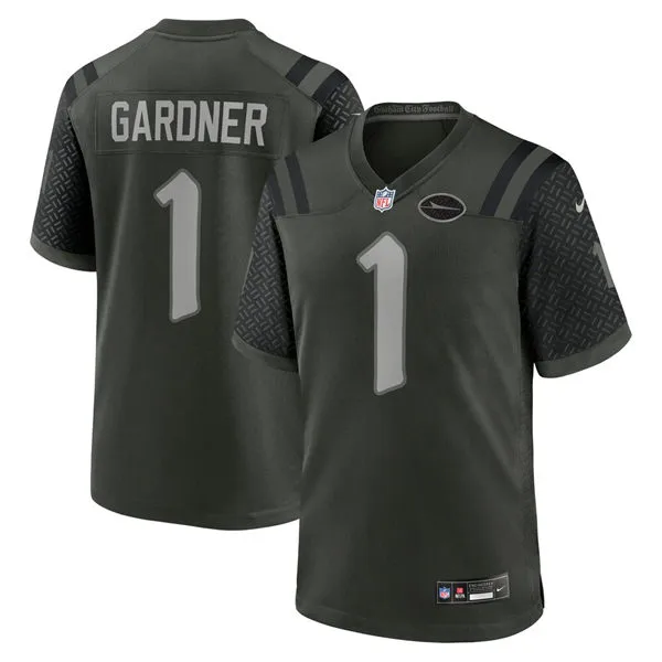 Men's New York Jets #1 Sauce Gardner Gotham Green 2025 Rivalries Collection Limited Jersey