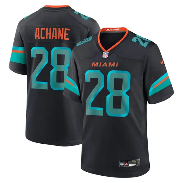 Mens Miami Dolphins #28 De'Von Achane Pitch Blue 2025 Rivalries Collection Limited Jersey