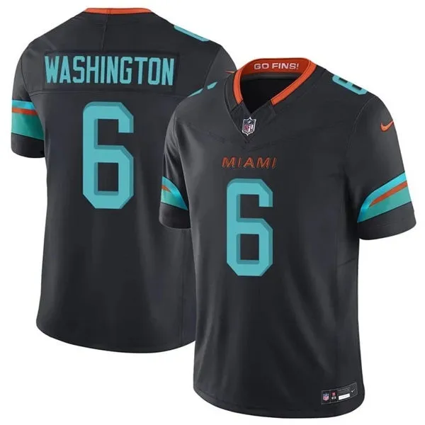 Mens Miami Dolphins #6 Malik Washington Pitch Blue 2025 Rivalries Collection Limited Jersey