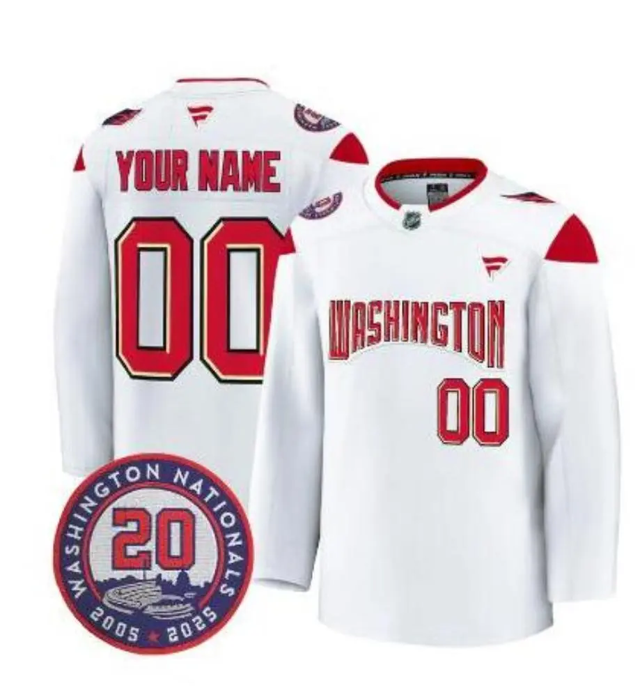 Washington Capitals Custom Nationals 20th Anniversary Collaborative Jersey White 