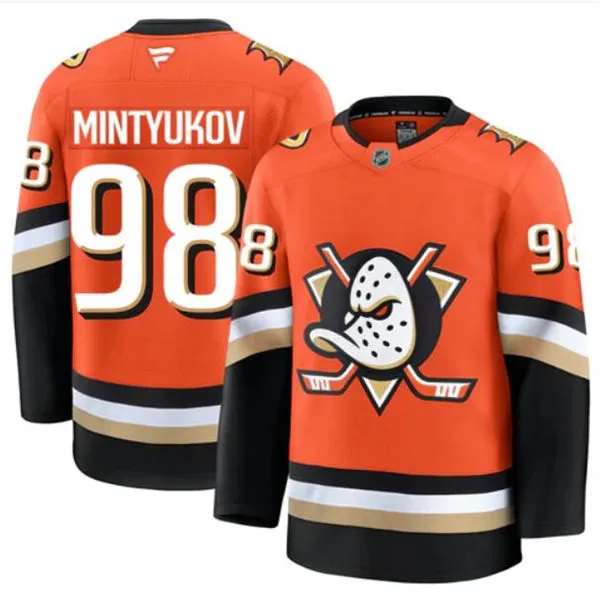 Mens Anaheim Ducks #98 Pavel Mintyukov Fanatics 2025 Orange Home Jersey