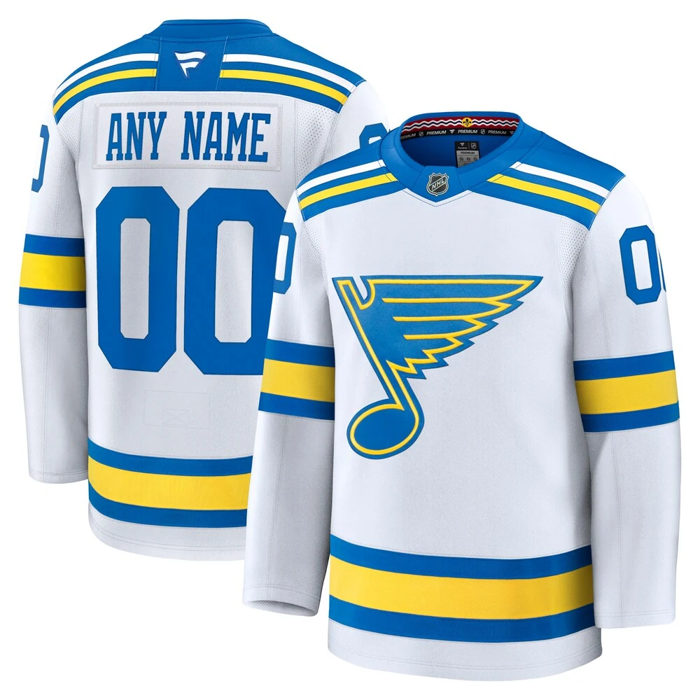 St. Louis Blues Custom Fanatics 2025 White Away Player Premium Jersey
