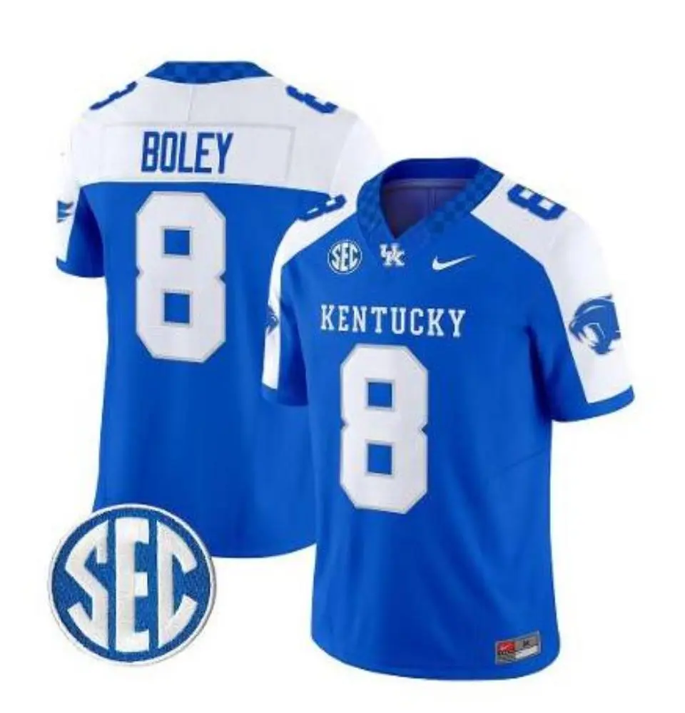 Kentucky Wildcats #8 Cutter Boley Royal White Gratitude Limited Football Jersey