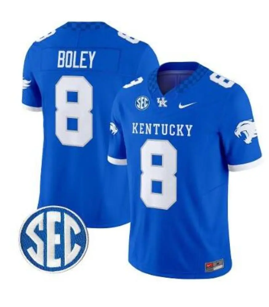 Kentucky Wildcats #8 Cutter Boley 2025 Royal Football Game Jersey