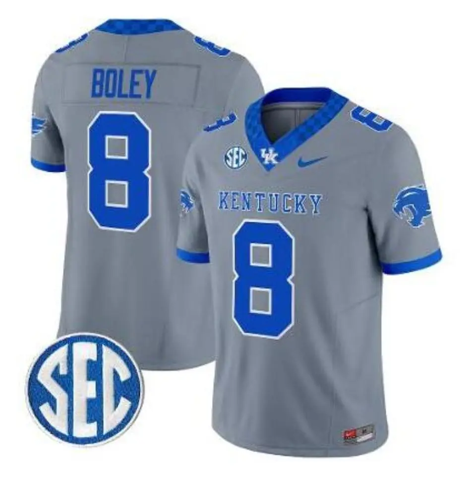 Kentucky Wildcats #8 Cutter Boley 2025 Gray Football Game Jersey