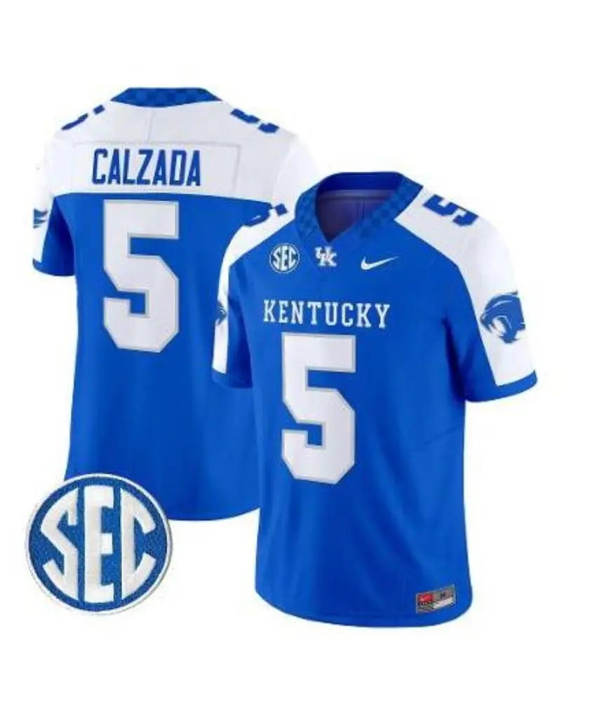 Kentucky Wildcats #5 Zach Calzada Royal White Gratitude Limited Football Jersey