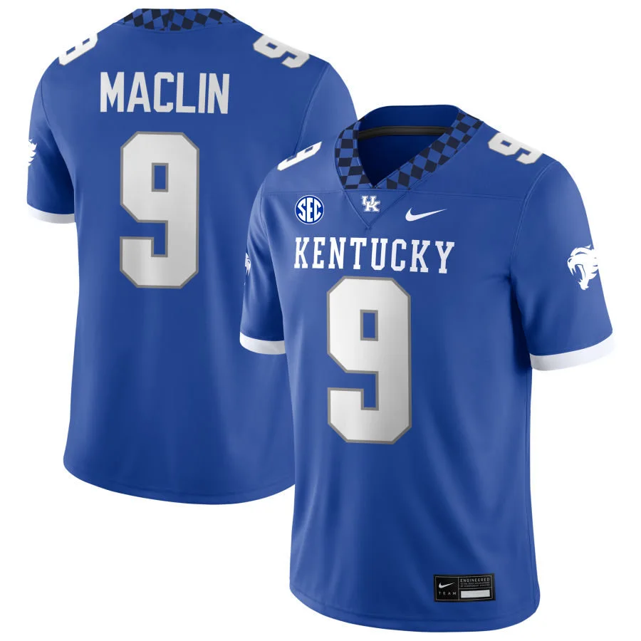Kentucky Wildcats #9 Jamori Maclin 2025 Royal Football Game Jersey