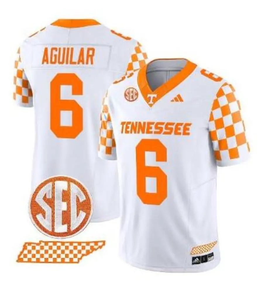 Tennessee Volunteers #6 Joey Aguilar White graphics Sleeve Fashion Football Jersey