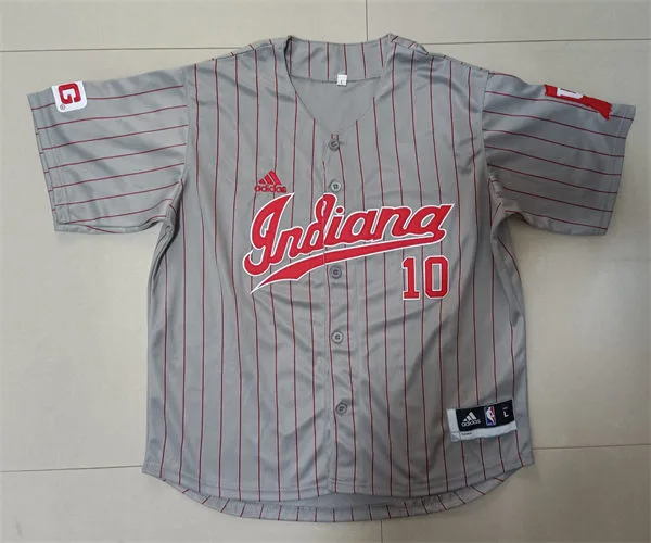 Indiana Hoosiers #10 Kyle Schwarber 2025 Gray Pinstripe College Baseball Game Jersey