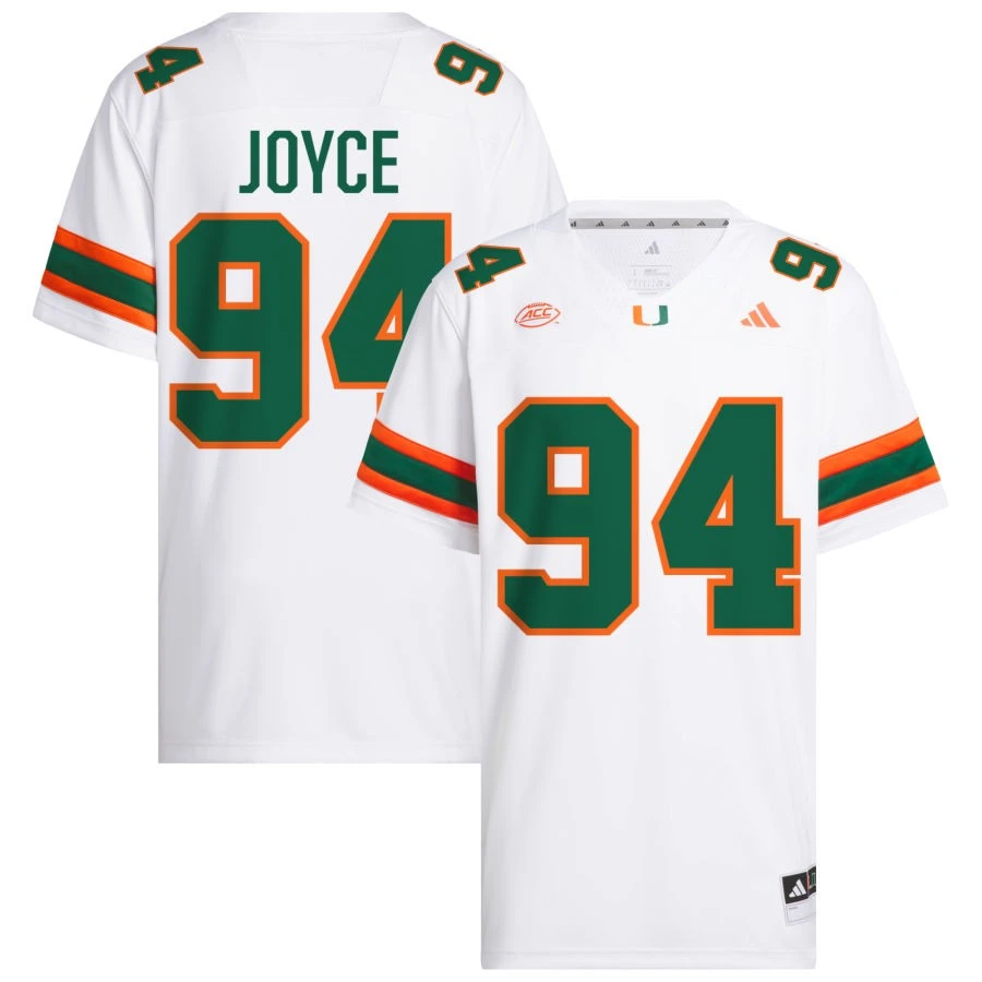 Miami Hurricanes #94 Dylan Joyce 2025 White Football Game Jersey