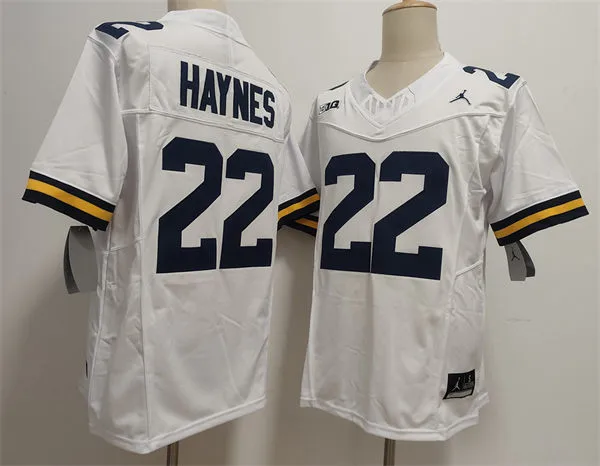 Mens Michigan Wolverines #22 Justice Haynes 2025 White F.U.S.E. Limited College Football Game Jersey