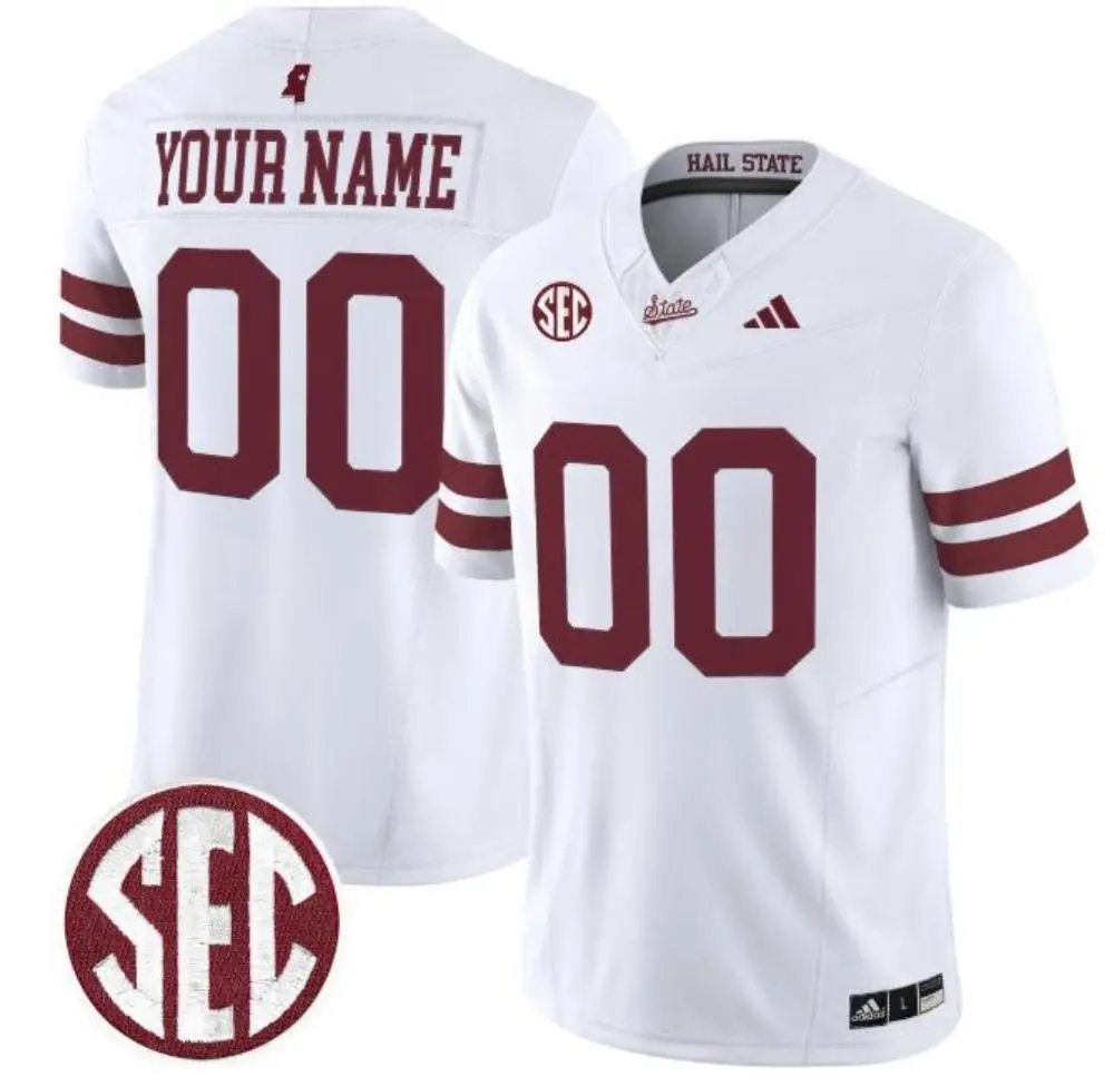 Mississippi State Bulldogs Custom 2025 White Football Game Jersey