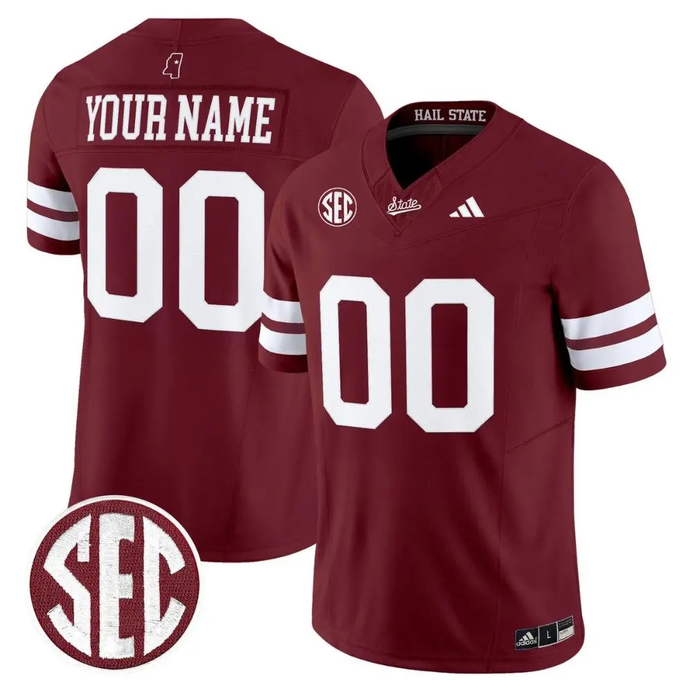 Mississippi State Bulldogs Custom 2025 Maroon Football Game Jersey
