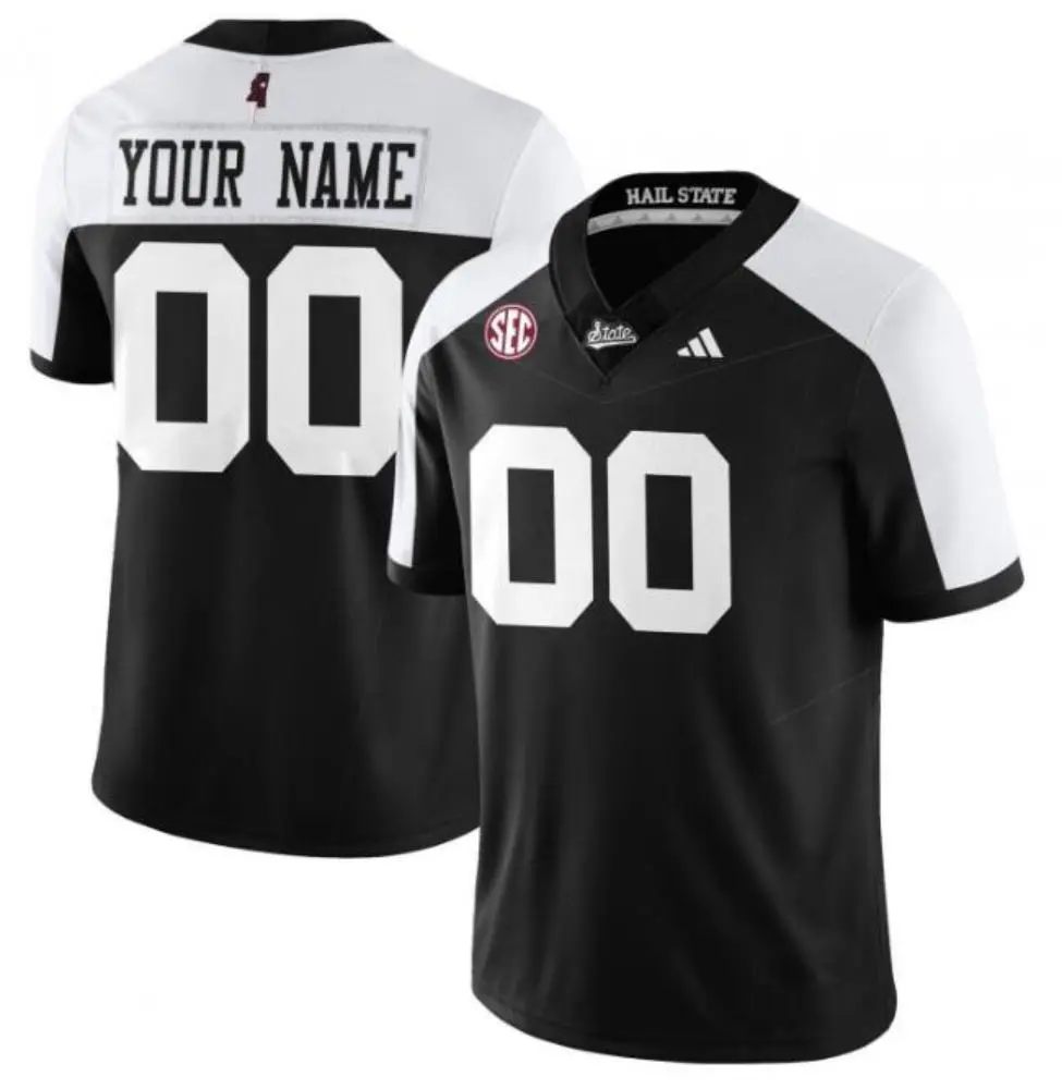 Mississippi State Bulldogs Custom Black White Gratitude Limited Football Jersey