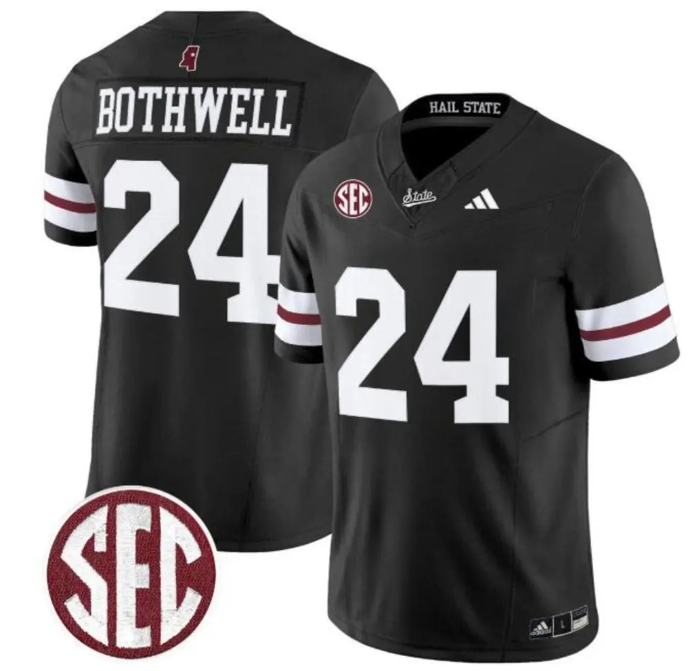 Mississippi State Bulldogs #24 Fluff Bothwell 2025 Black Football Game Jersey