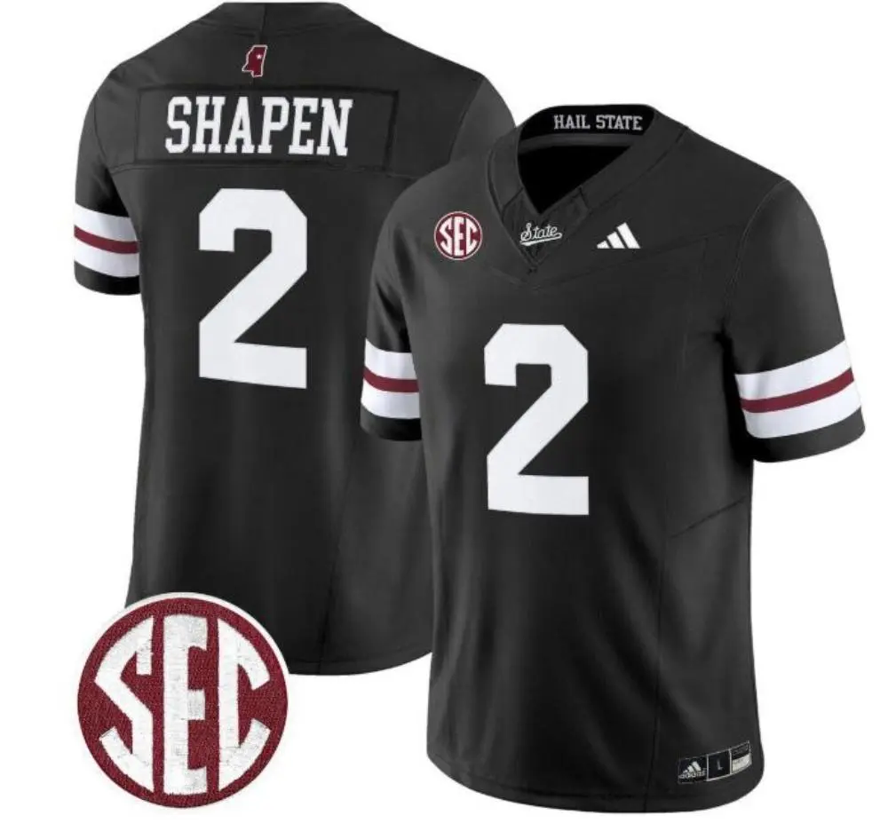 Mississippi State Bulldogs #2 Blake Shapen 2025 Black Football Game Jersey