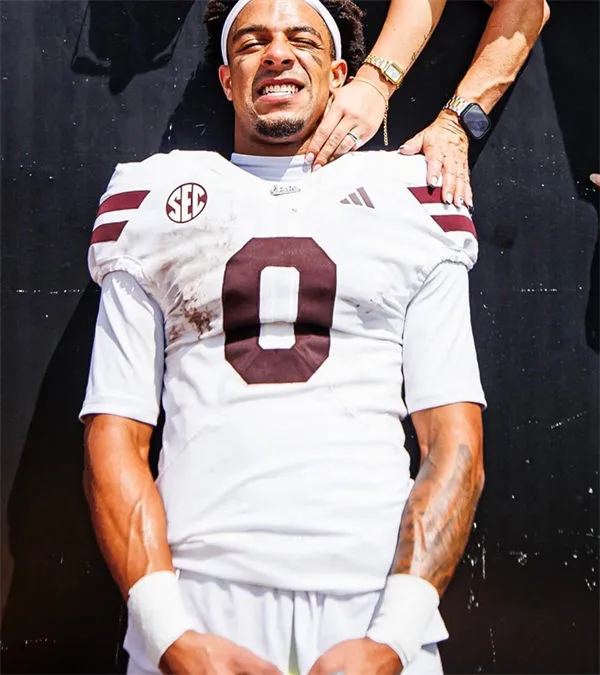 Mississippi State Bulldogs #0 Brenen Thompson 2025 White Football Game Jersey