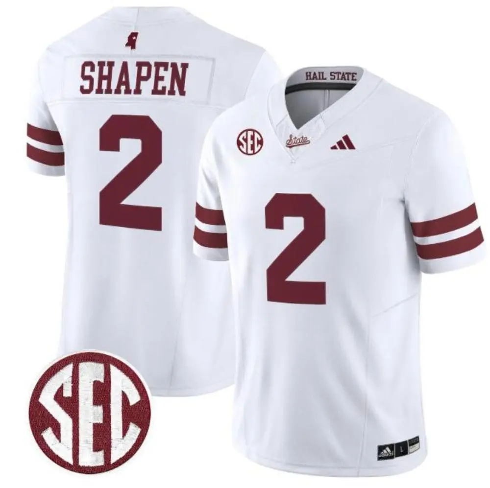 Mississippi State Bulldogs #2 Blake Shapen 2025 White Football Game Jersey