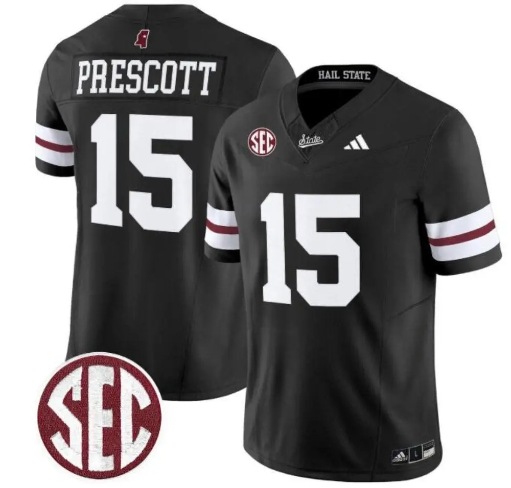 Mississippi State Bulldogs #15 Dak Prescott 2025 Black Football Game Jersey