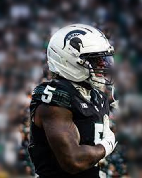 Michigan State Spartans #5 Jordan Hall 2025 Black Football Game Jersey