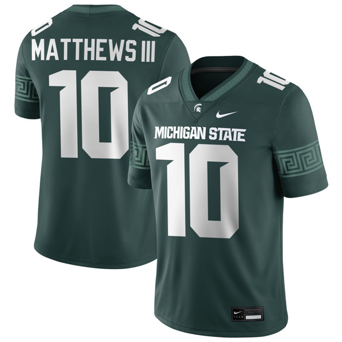 Michigan State Spartans #10 Wayne Matthews III  2025 Green Football Game Jersey