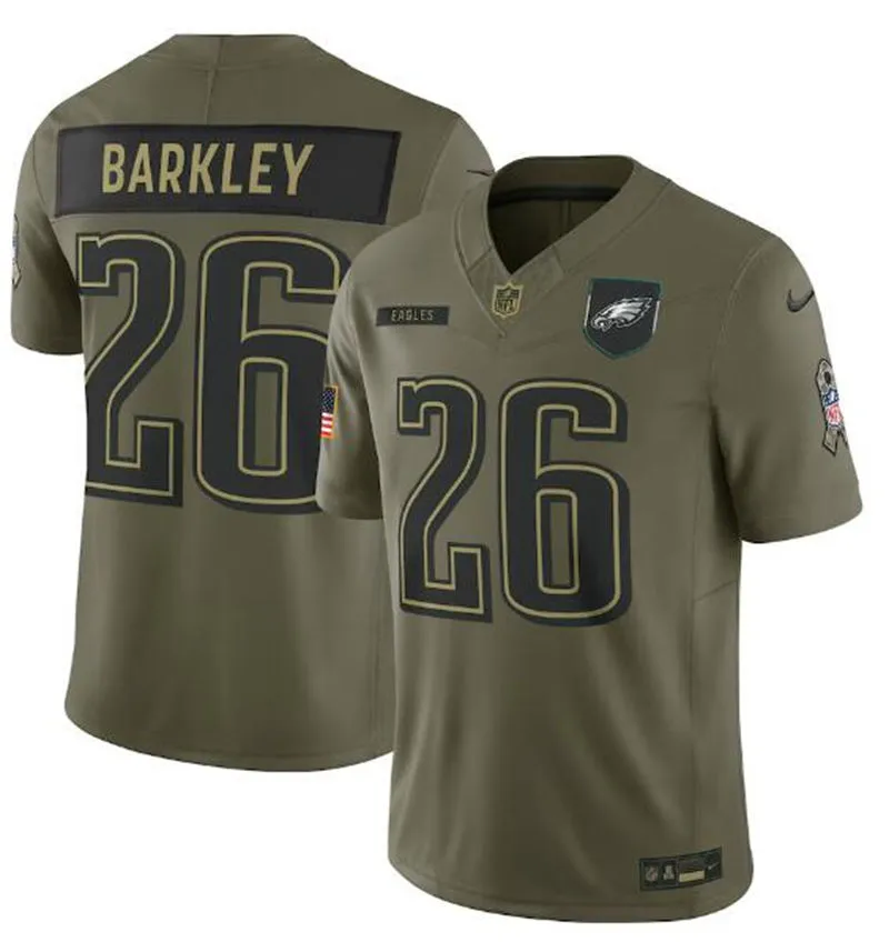 Mens Philadelphia Eagles #26 Saquon Barkley Nike 2025 Salute to Service Limited Jersey - Olive
