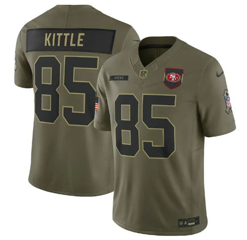 Mens San Francisco 49ers #85 George Kittle Nike 2025 Salute to Service Limited Jersey - Olive