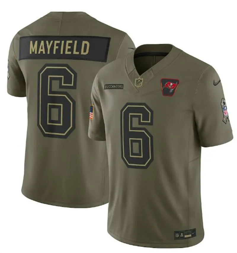 Mens Tampa Bay Buccaneers #6 Baker Mayfield Nike 2025 Salute to Service Limited Jersey - Olive