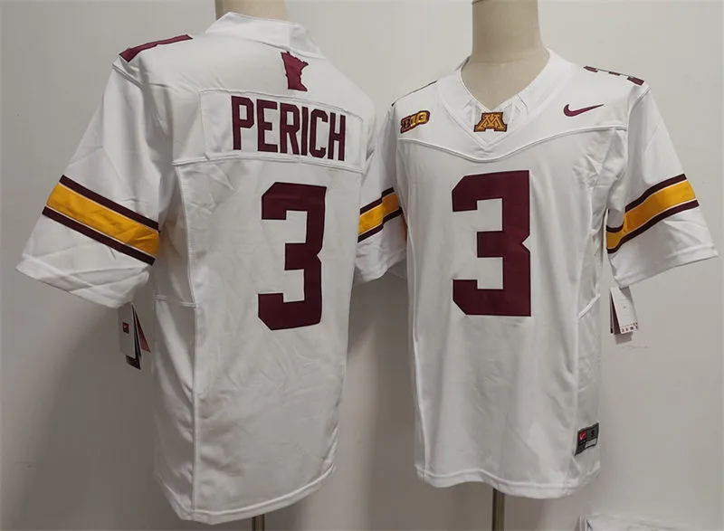 Mens Minnesota Golden Gophers #3 Koi Perich 2025 White Nike F.U.S.E. limited College Football Game Jersey