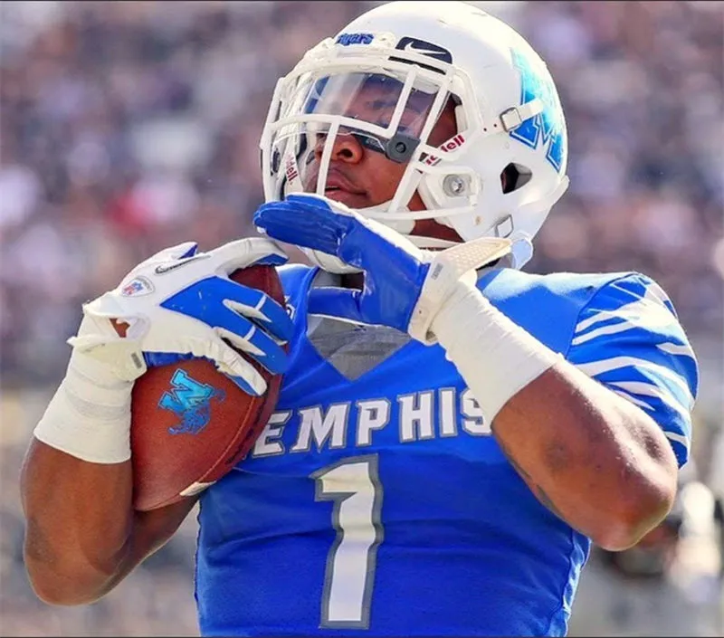 Memphis Tigers #1 Tony Pollard 2018 Blue Football Jersey Memphis Tigers #1 Tony Pollard 2018 Blue Football Jersey