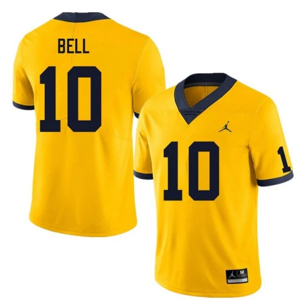 Michigan Wolverines #10 Kendrick Bell 2025 Maize Football Game Jersey