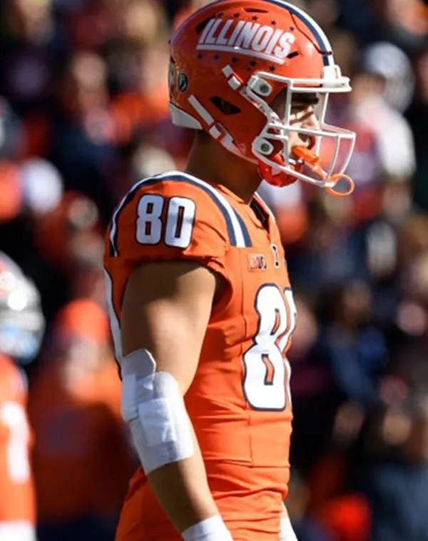 Illinois Fighting Illini #80 Hank Beatty 2025 Orange Football Game Jersey
