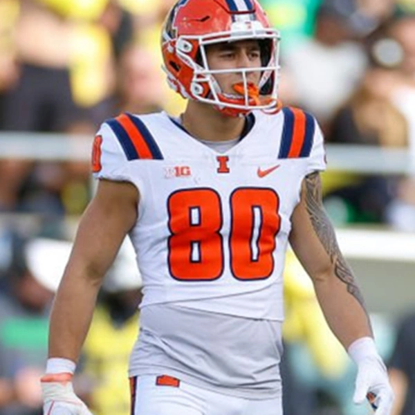 Illinois Fighting Illini #80 Hank Beatty 2025 White Football Game Jersey