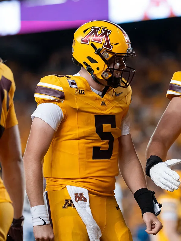 Minnesota Golden Gophers #5 Drake Lindsey Nike 2025 Gold Nike F.U.S.E. Liminted Football Game Jersey