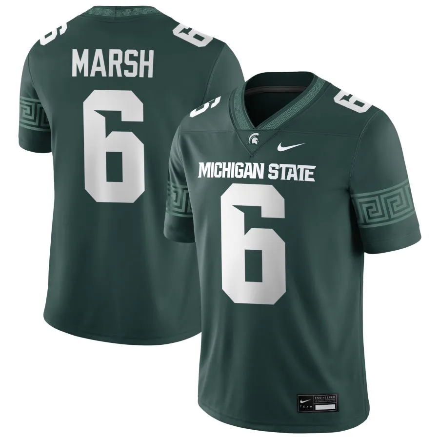 Michigan State Spartans #6 Nick Marsh 2025 Green Football Game Jersey