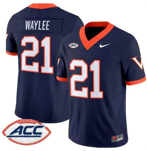 Virginia Cavaliers #21 Harrison Waylee Navy 1995 Throwback Football Jersey